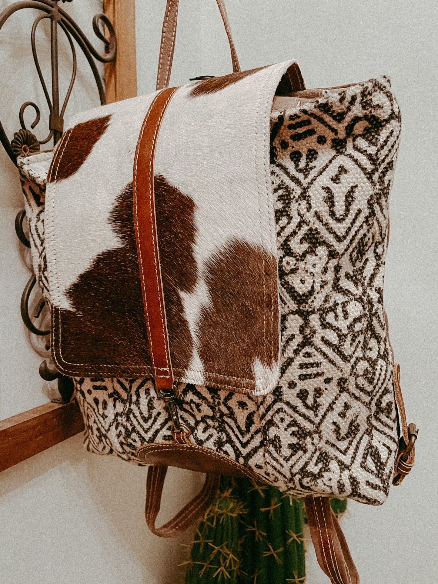Oriental Cowhide Upcycled Backpack
