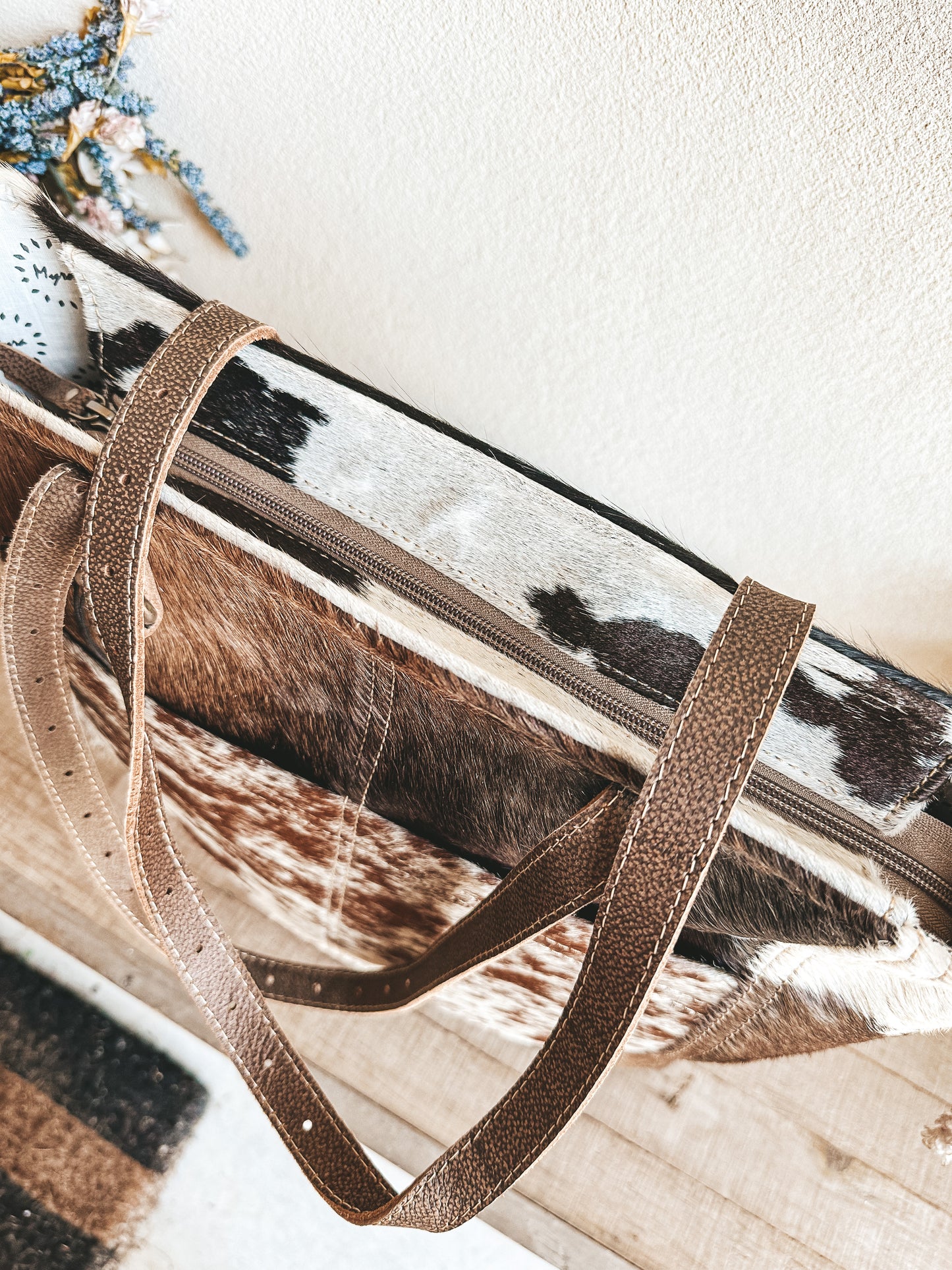 Cowhide Front Pocket Tote Bag