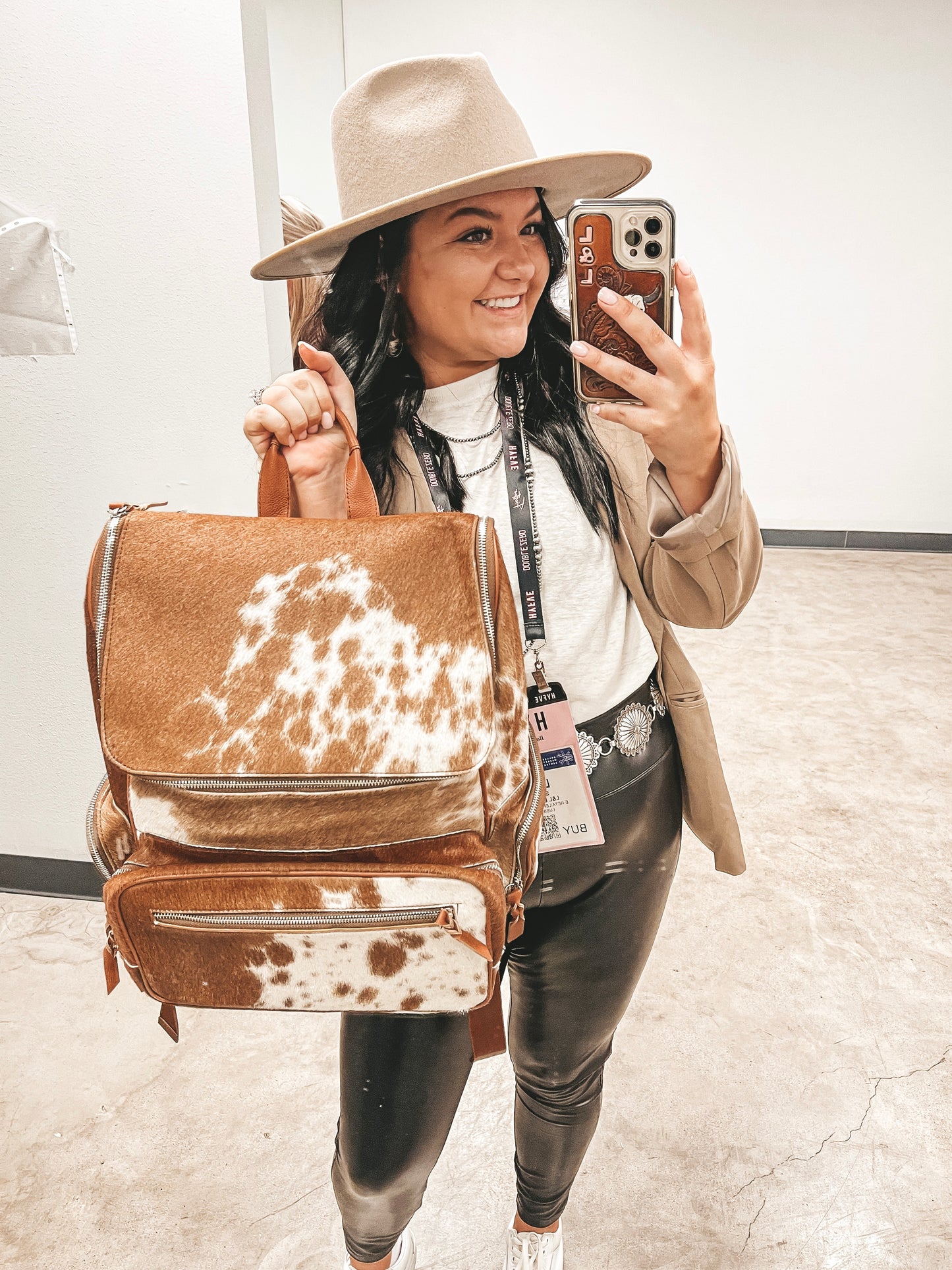 Load It Up Cowhide Backpack in Tan