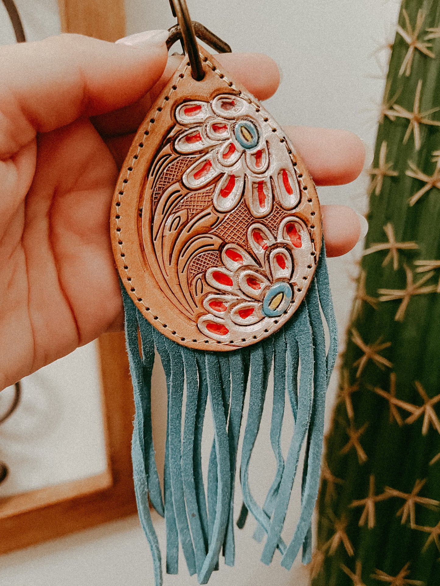 Turquoise Fringe Keychain
