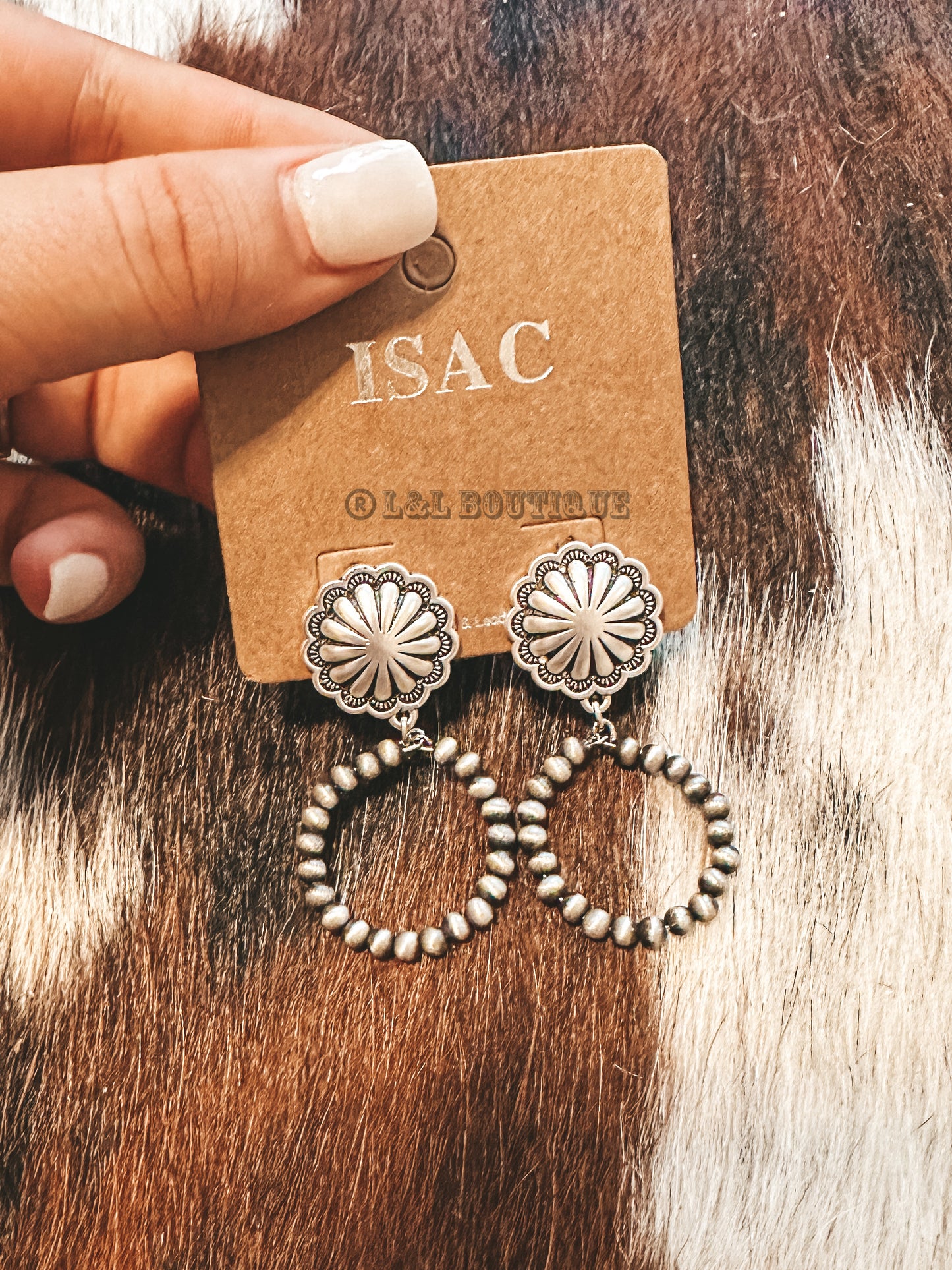 Suds in the Bucked Nav Concho Earrings