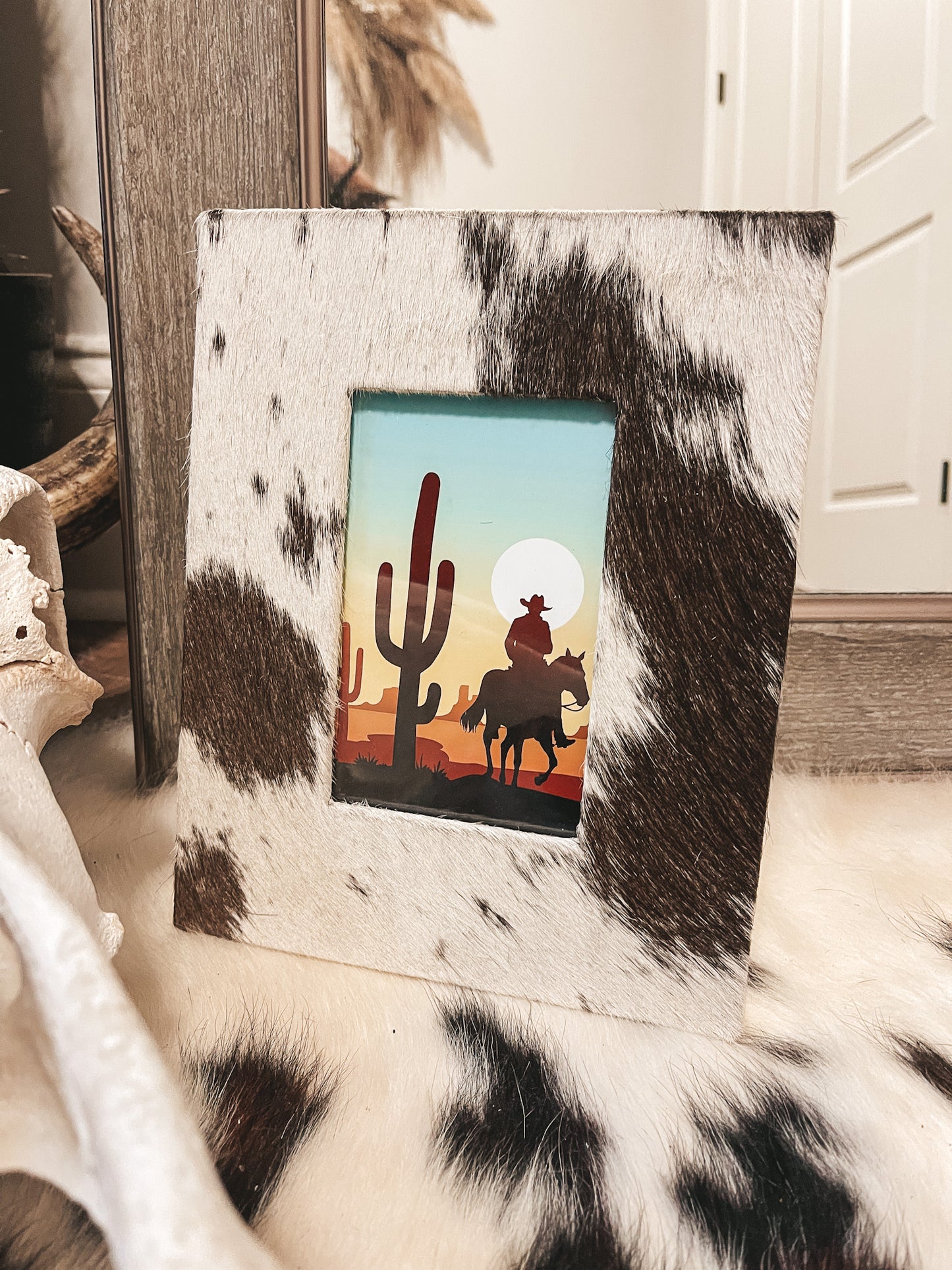 Black Cowhide Picture Frame