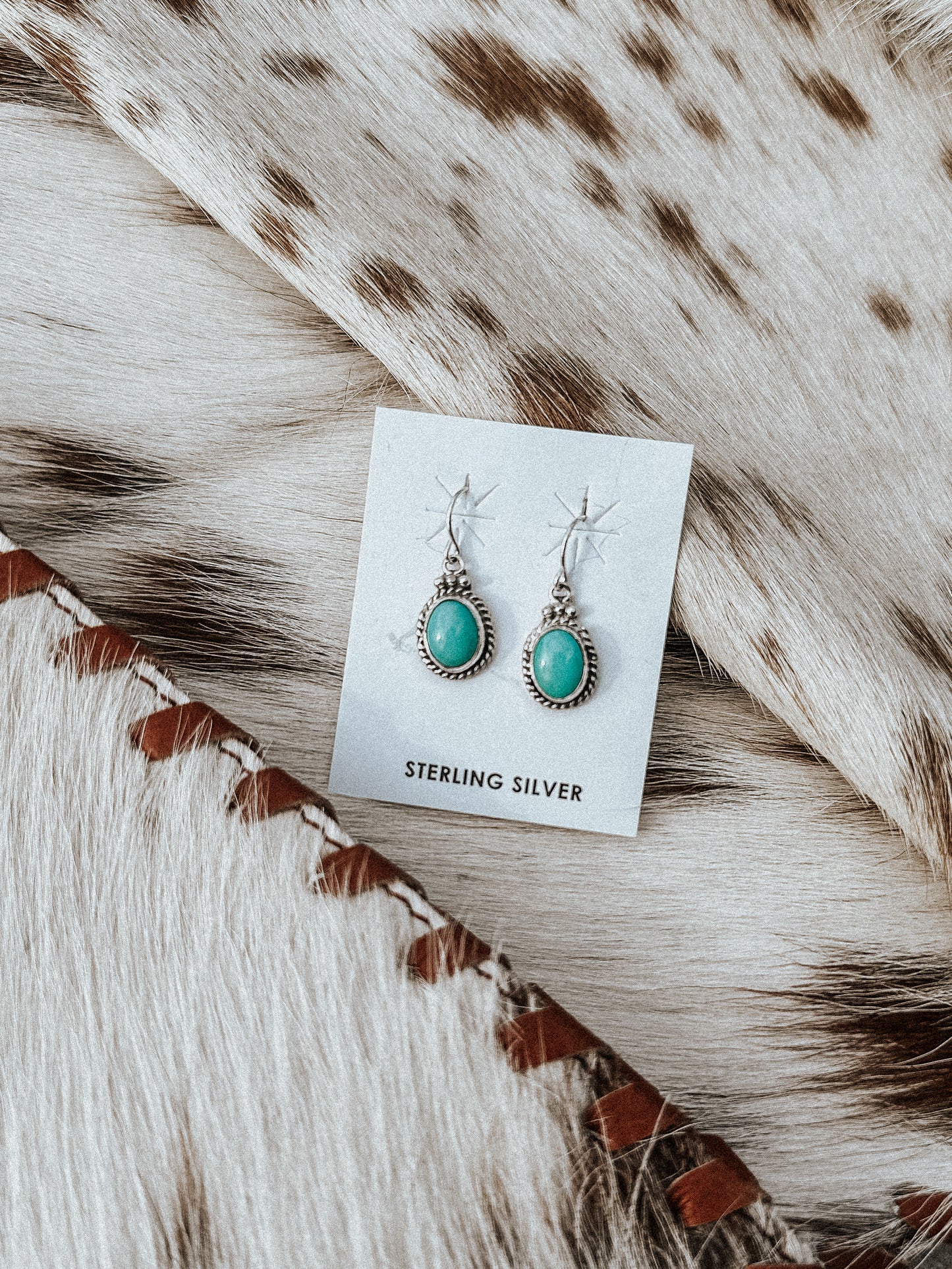 Genuine Sterling Silver Turquoise Dangle Earrings