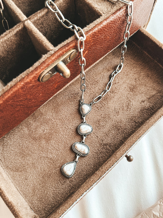 Missin the Road Stone Necklace in White