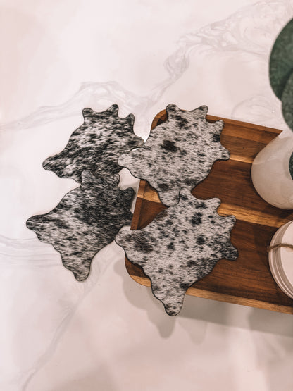 Rug Shaped Cowhide Coasters in Dark