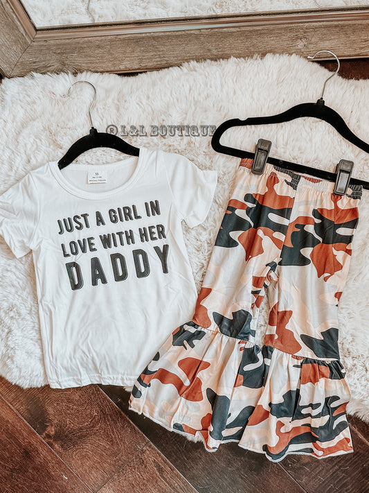 In Love With Daddy Camo Shirt & Bell Bottoms Set