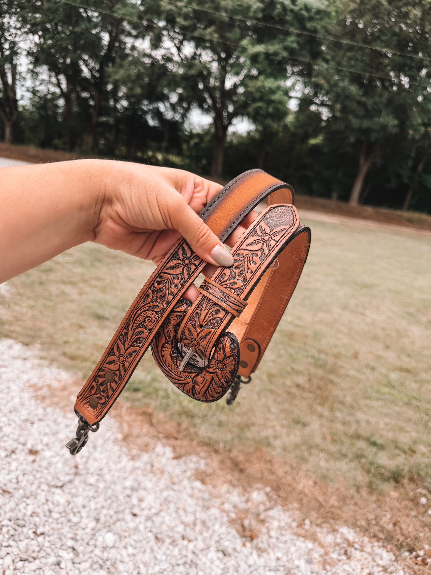 Bare Tooled Leather Crossbody Strap