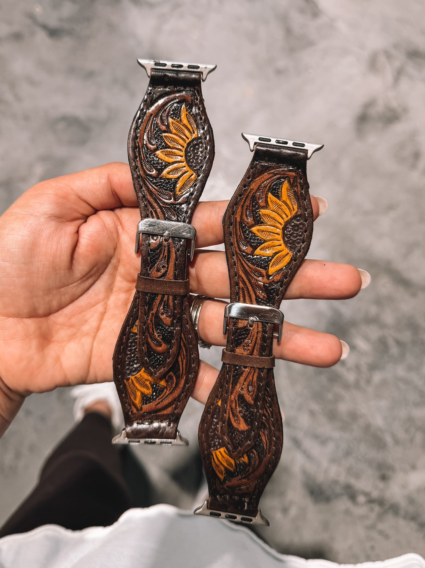 Leather Flare Watch Band Sunflower 42/44/45mm