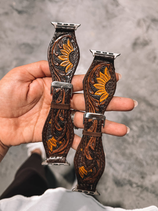 Leather Flare Watch Band Sunflower 42/44/45mm