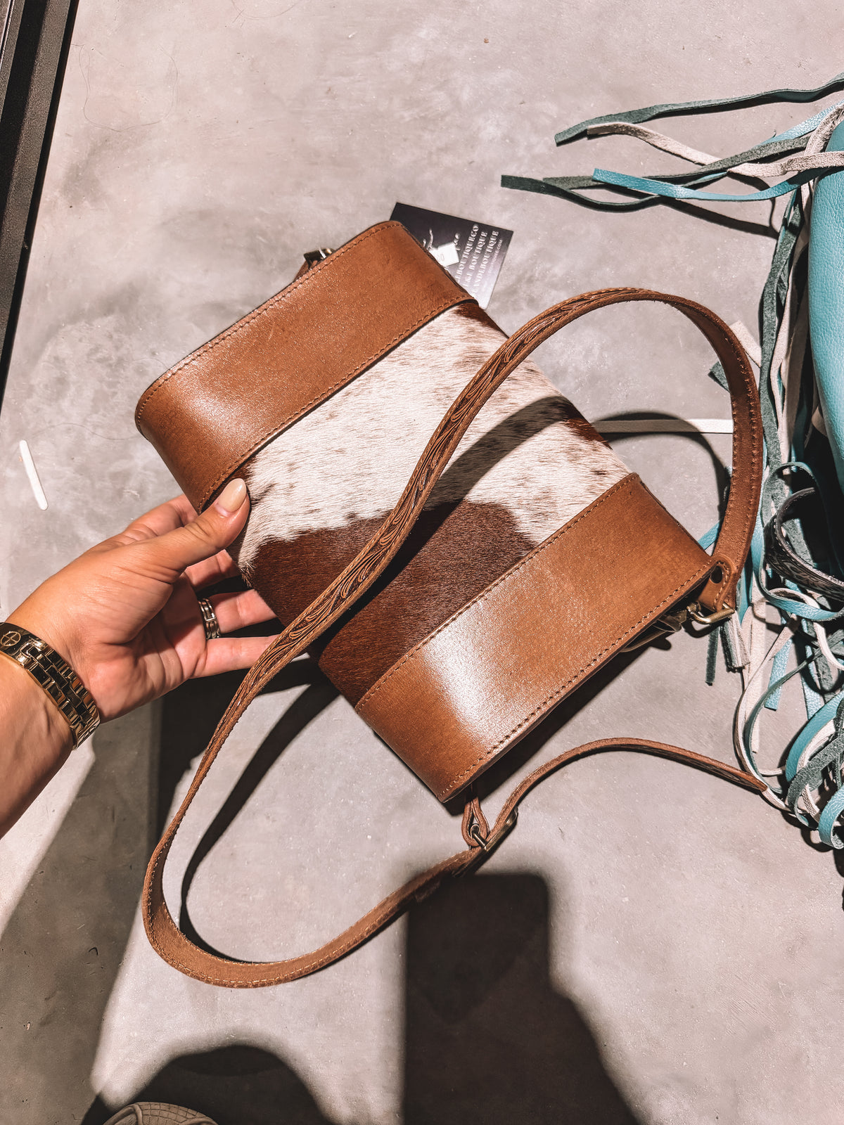 Cowhide & Leather Purse Tan