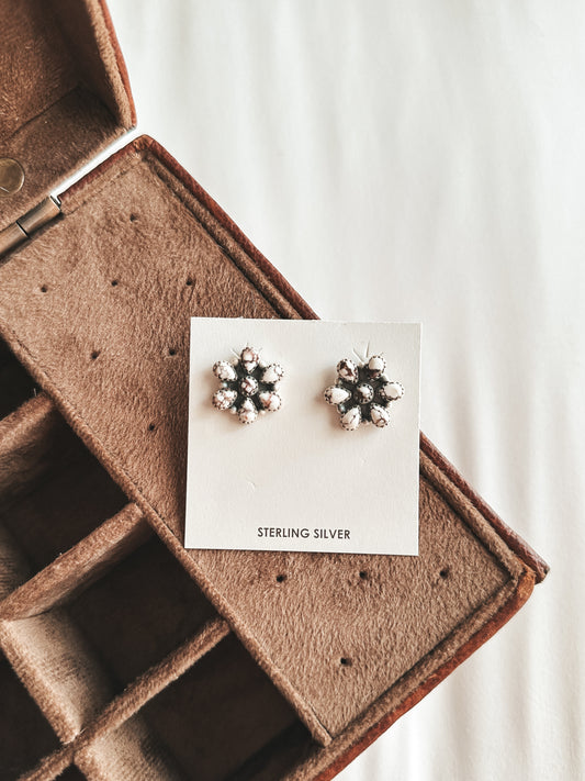Genuine White Cluster Earrings