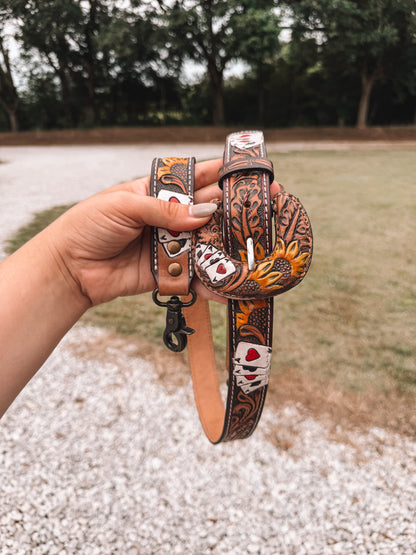 Aces Tooled Leather Crossbody Strap