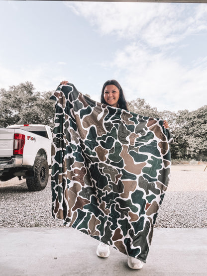 Old School Camo Adult Blanket in Brown