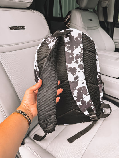School Backpack - Black Cow