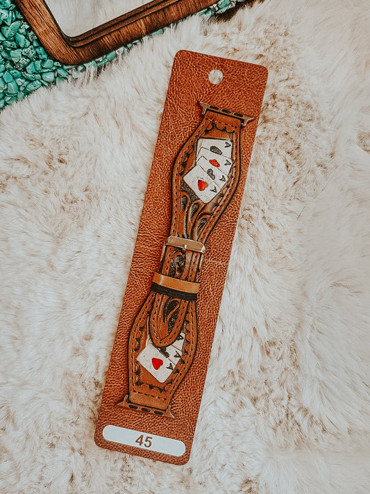 Aces Cards Leather Flare Watch Band