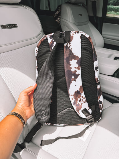 School Backpack - Dark Brown Cow