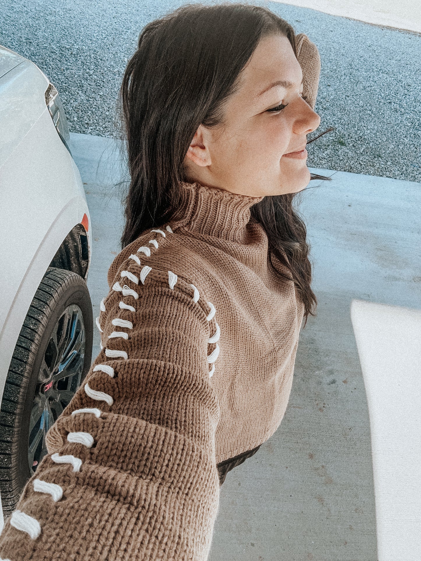 Brown Woven Stitched Sweater