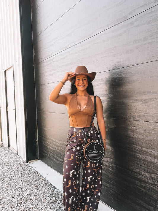 Suede Studded Halter Top