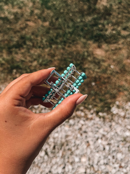 Turquoise Beaded Claw Clip