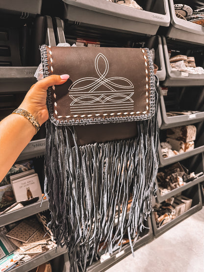 Leather Boot Stitched Crossbody
