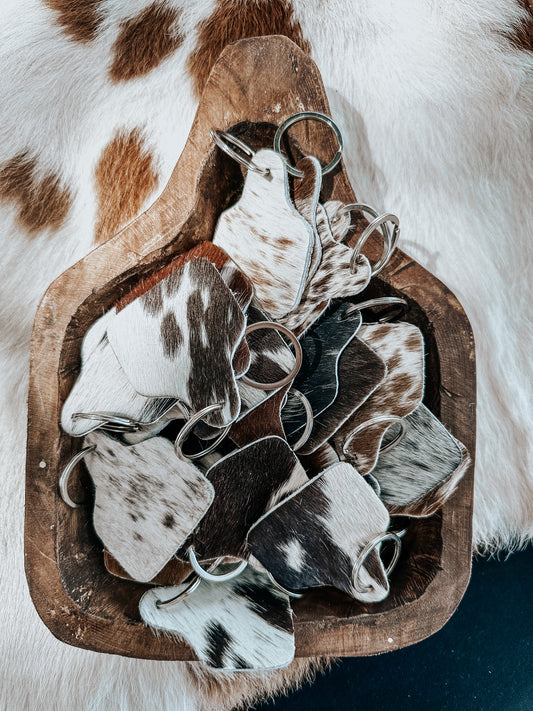 Cowhide Tag Keychain