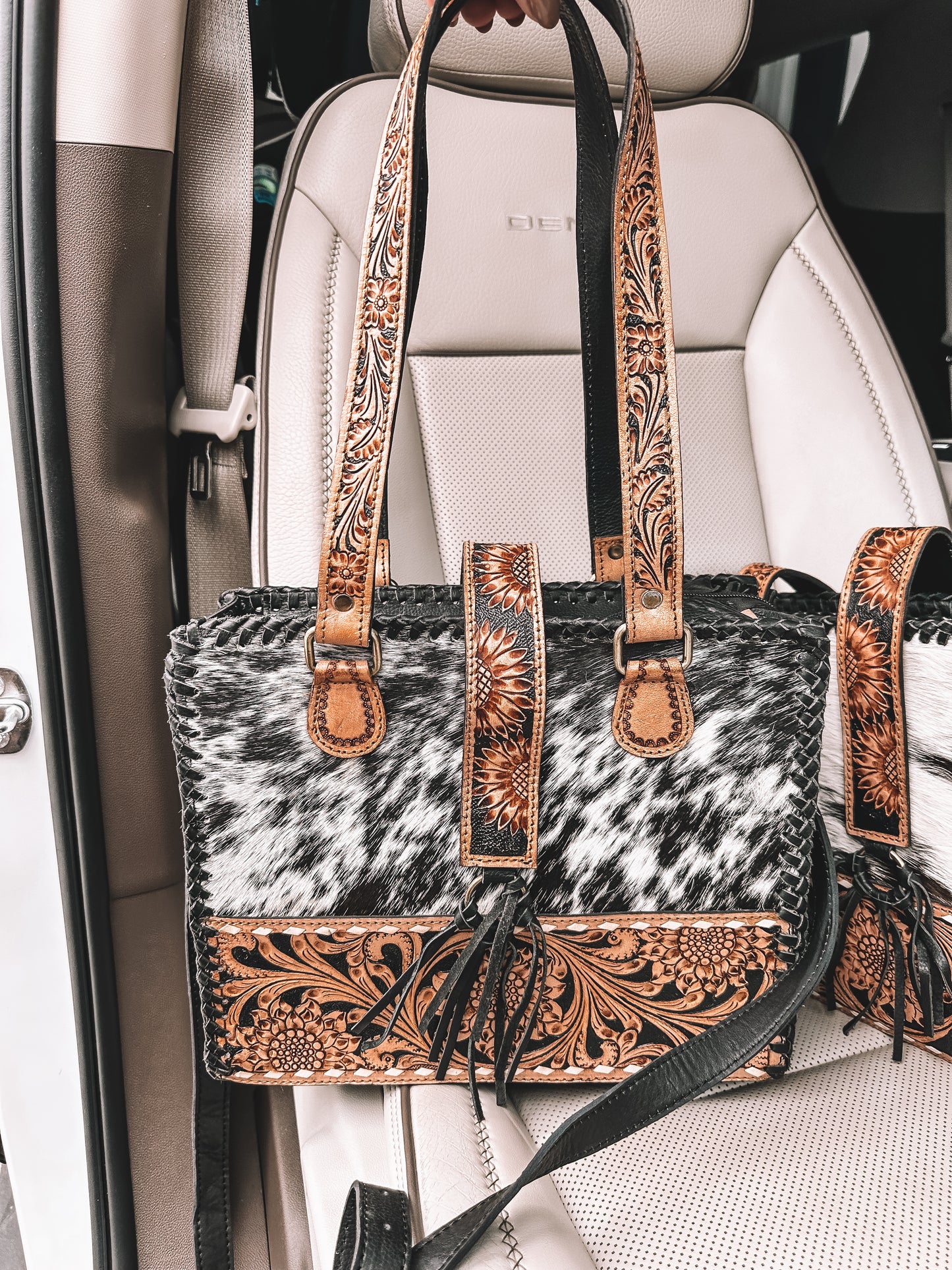 Revival Cowhide & Tooled Leather Tote Purse