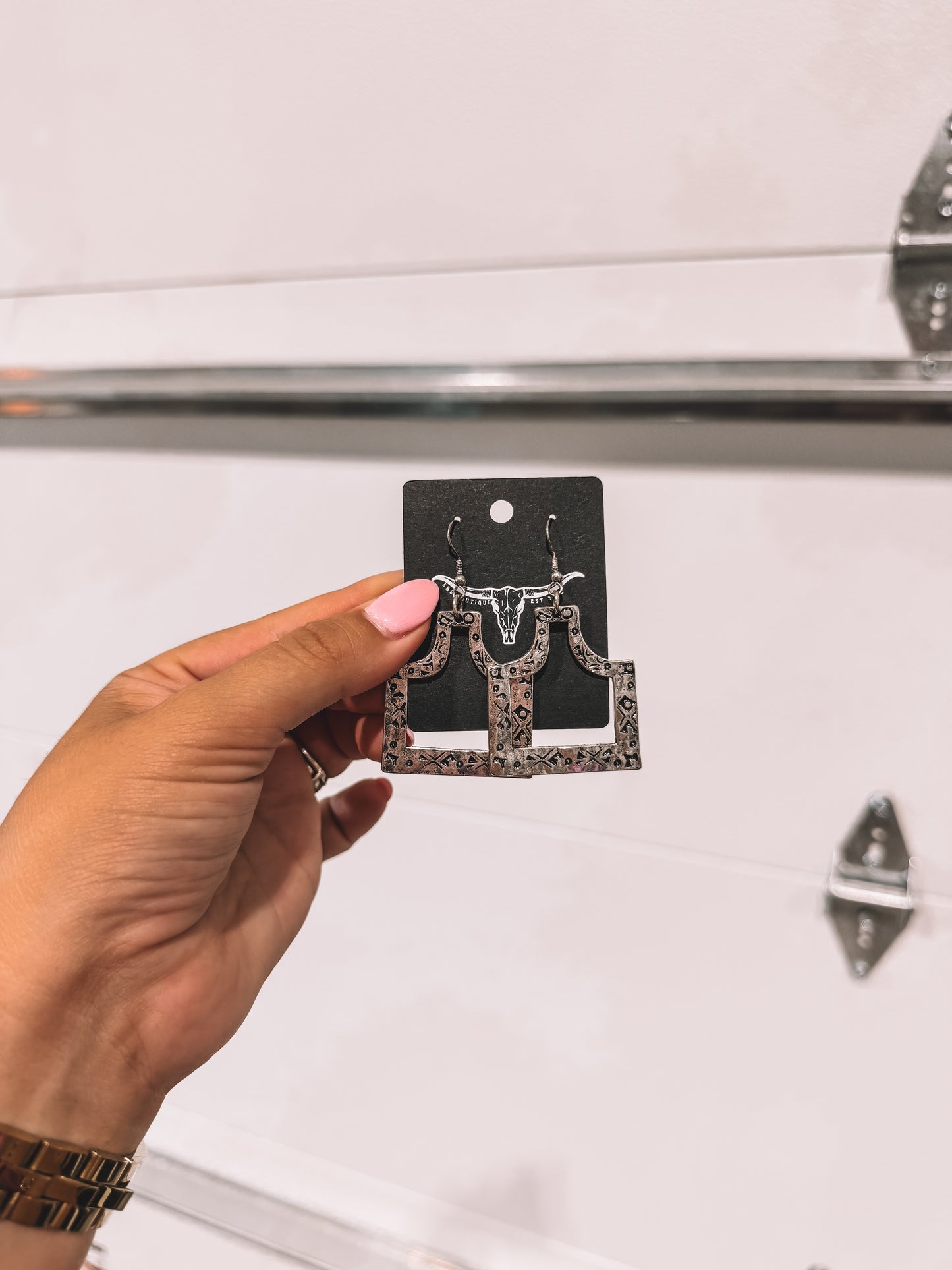 Branded Cowtag Dangle Earrings