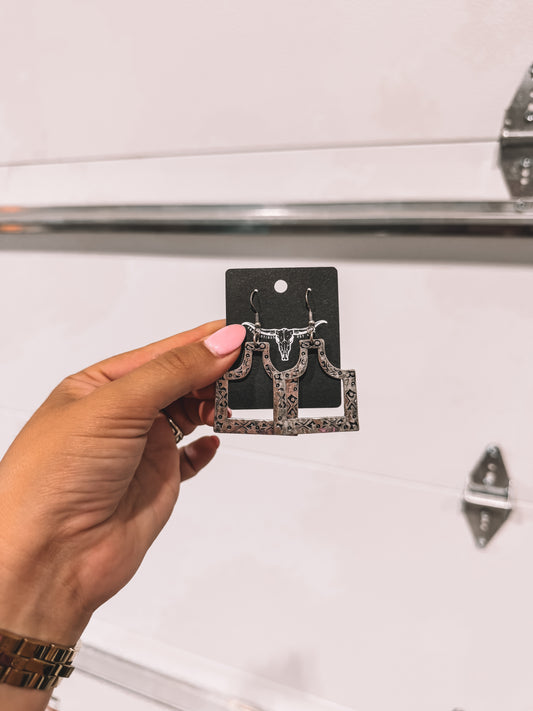 Branded Cowtag Dangle Earrings