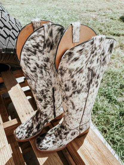 Knee High Cowhide Boots ~ Square Toe WIDE CALF