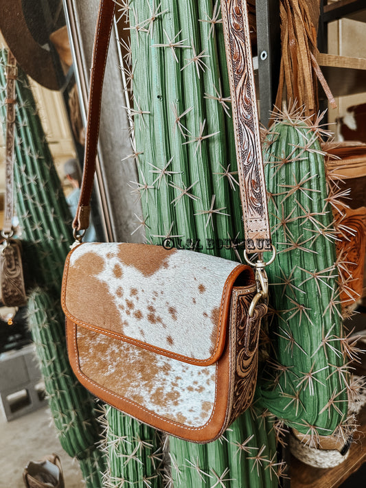 Pearls Tooled Leather Cowhide Crossbody
