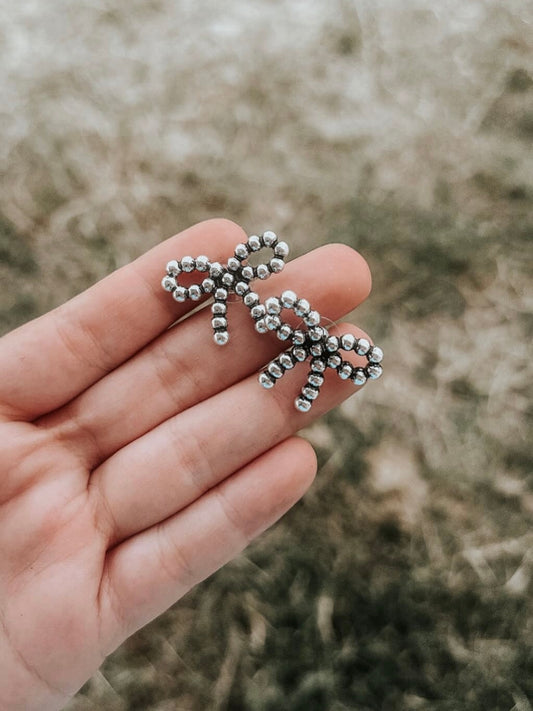 Silver Bow Earrings