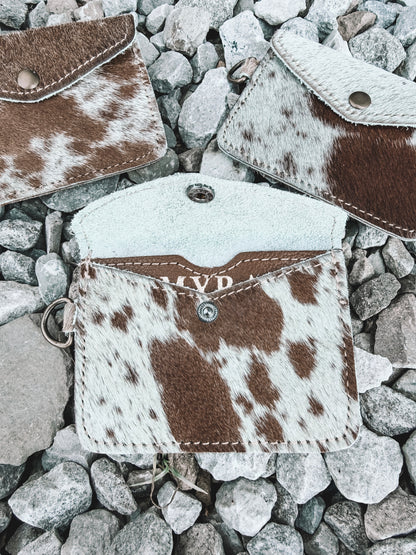Juniper Cowhide Coin Pouch Keychain- Tan