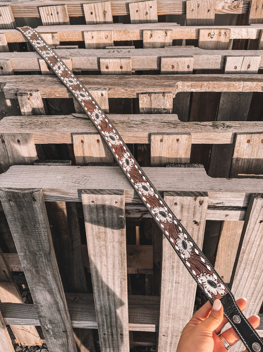 Shayla Tooled Leather Crossbody Strap