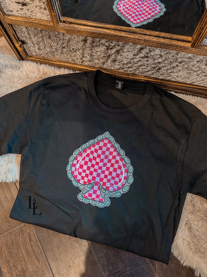 Pink Checkered Spade Tshirt