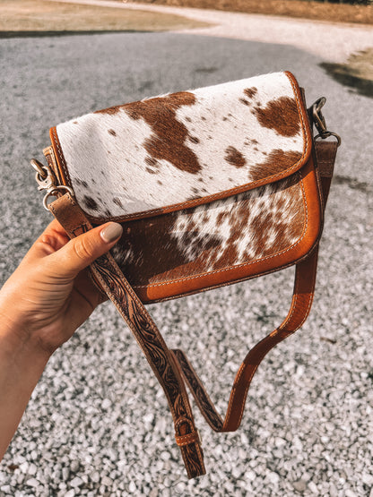 Pearls Hand Tooled Cowhide Crossbody