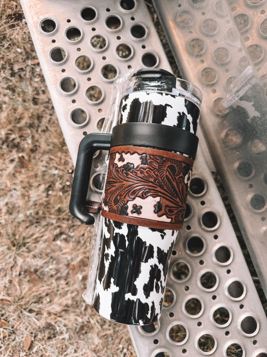 Wide Wyoming Cow Tumbler in Black