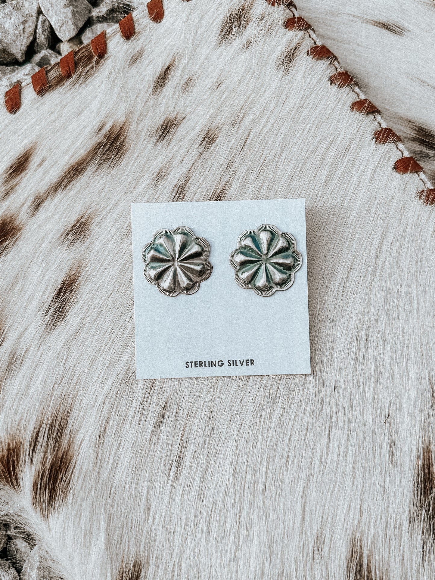 Genuine Sterling Silver Concho Earrings