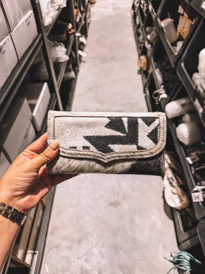 Cowhide & Aztec Button Wallet