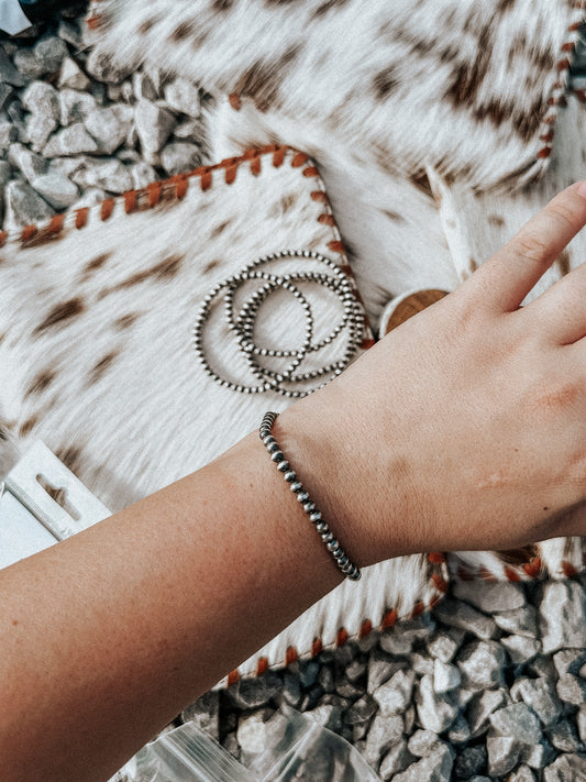 Genuine Sterling Silver Beaded Bracelet