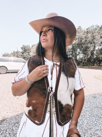 Tri-Color Cowhide Velvet Vest