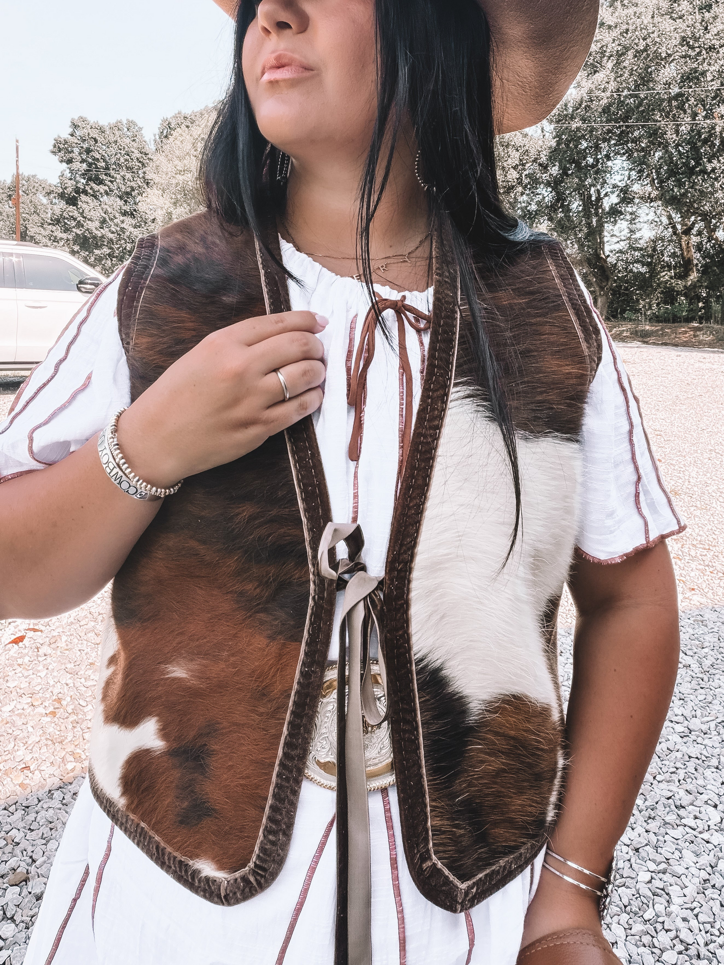 Tri-Color Cowhide Velvet Vest