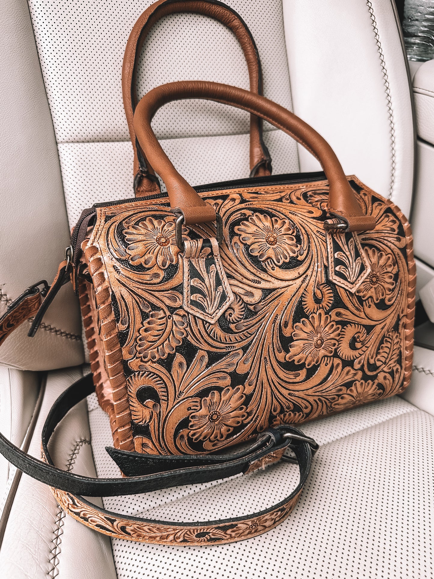 Tooled Leather Speedy Purse