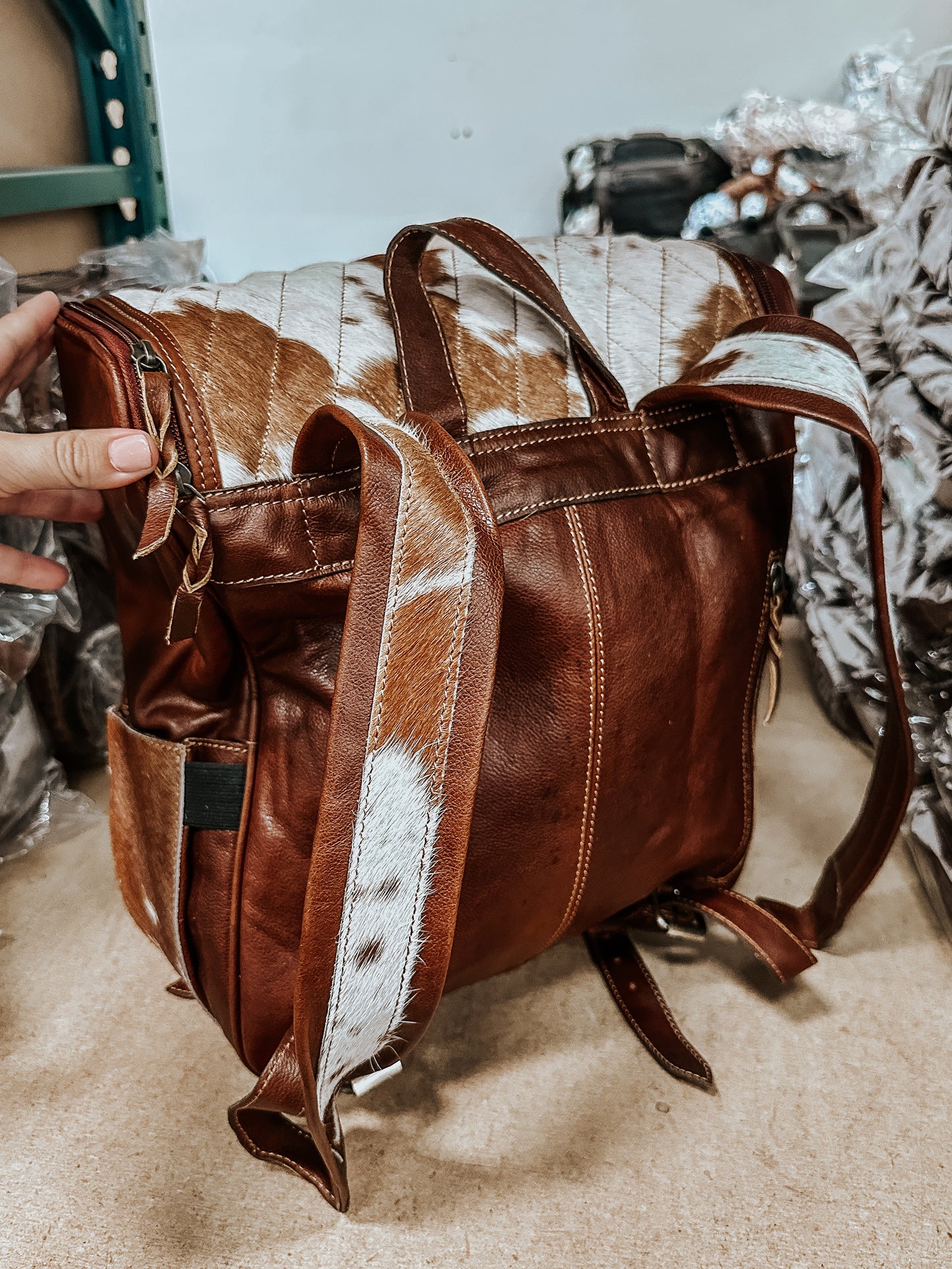 Stitched Cowhide Backpack