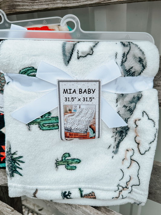 Mia Baby Blanket White Cactus