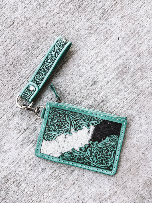 Pride Card Holder Keychain Turquoise