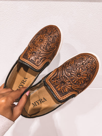 Kyburn Tan Cowhide and Leather Slip On Shoes