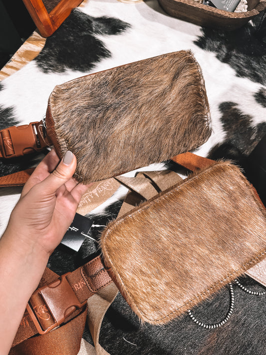 Brown Cowhide Crossbody Bum Bag