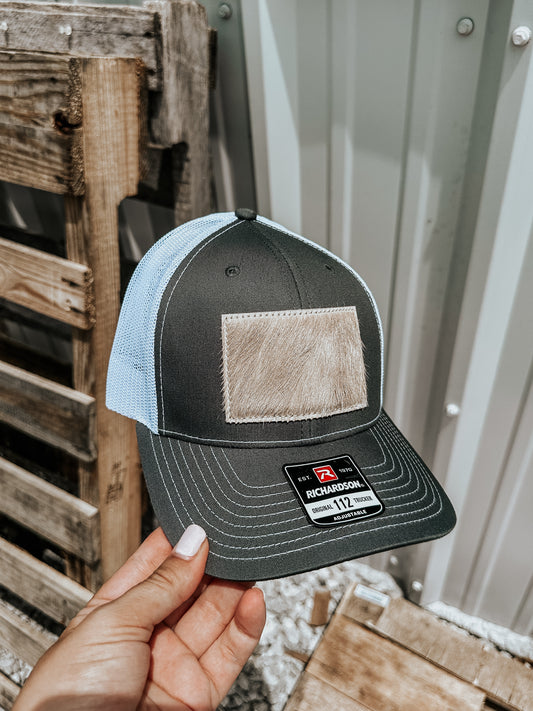 Cowhide Richardson Hat Charcoal/White ~ Rectangle