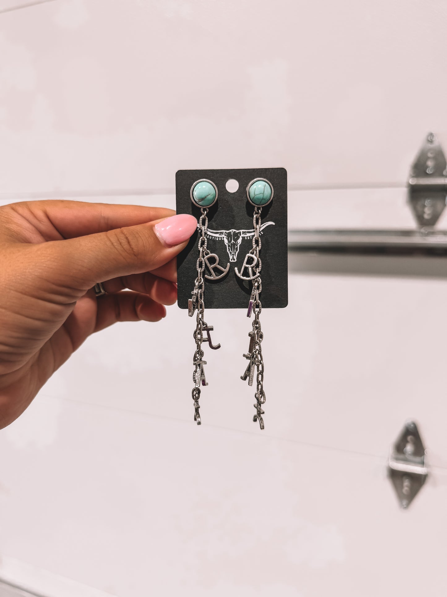 Brand Dangle Earrings with Turquoise