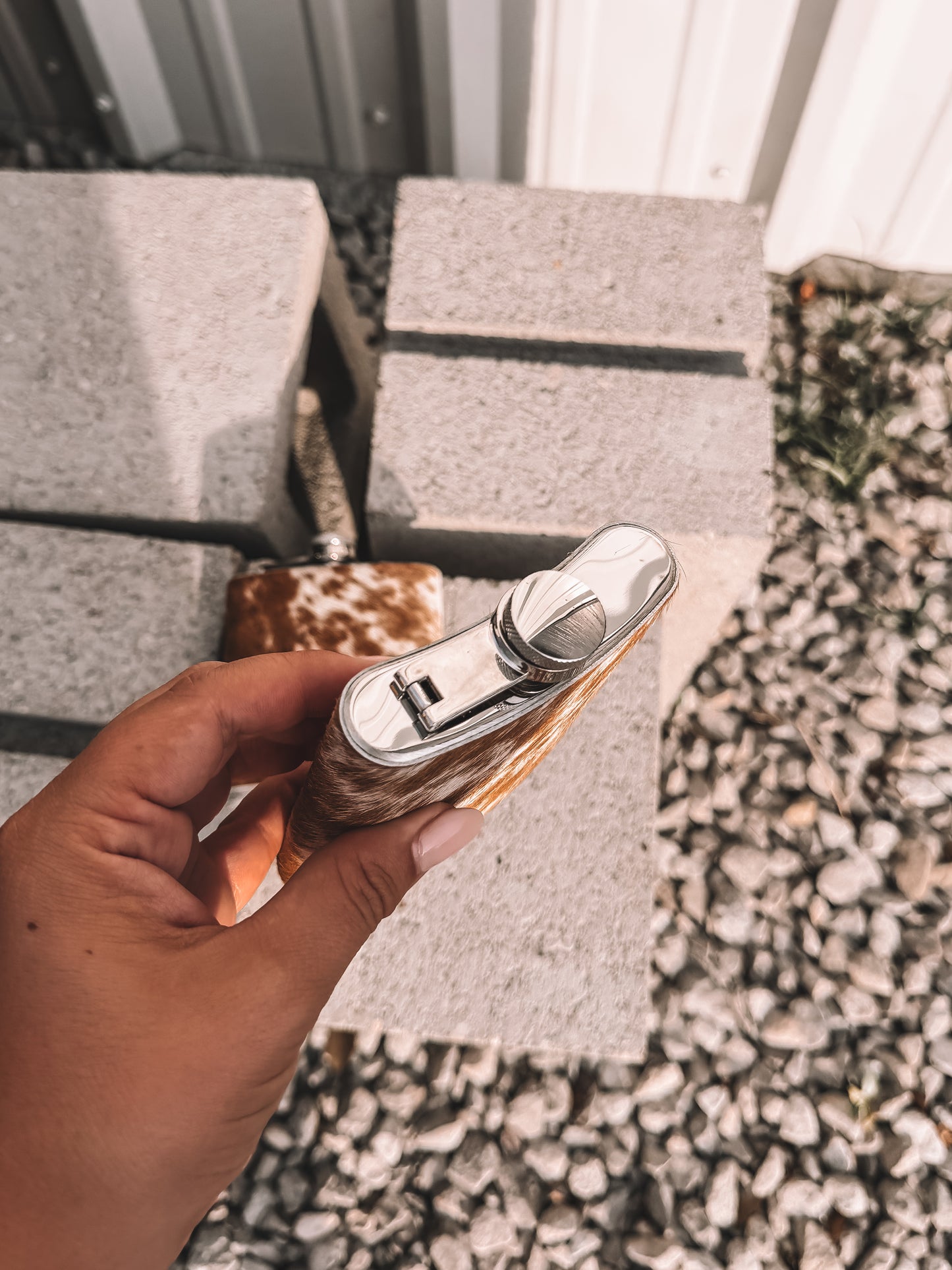 Cowhide Flask - Tan